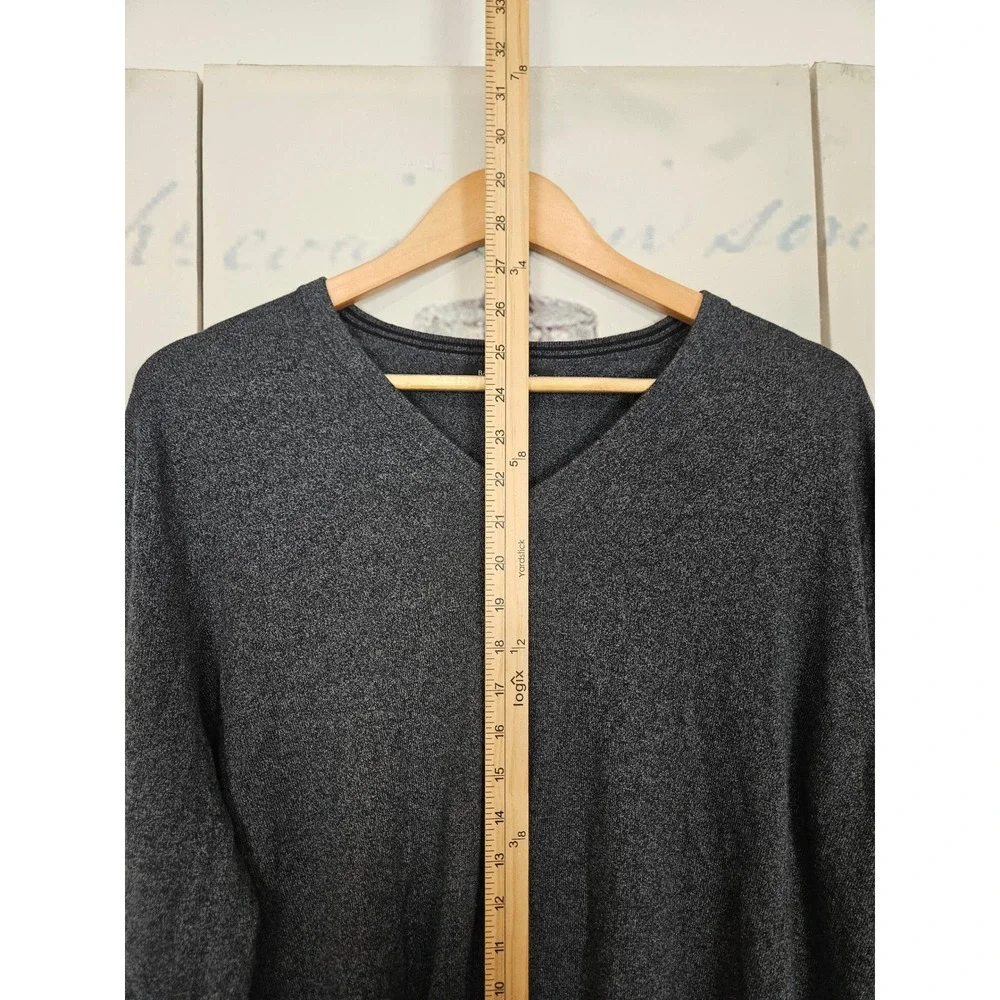 Banana Republic V-Neck Sweater Large Charcoal Gray‎ Silk Cashmere Blend Luxury L
